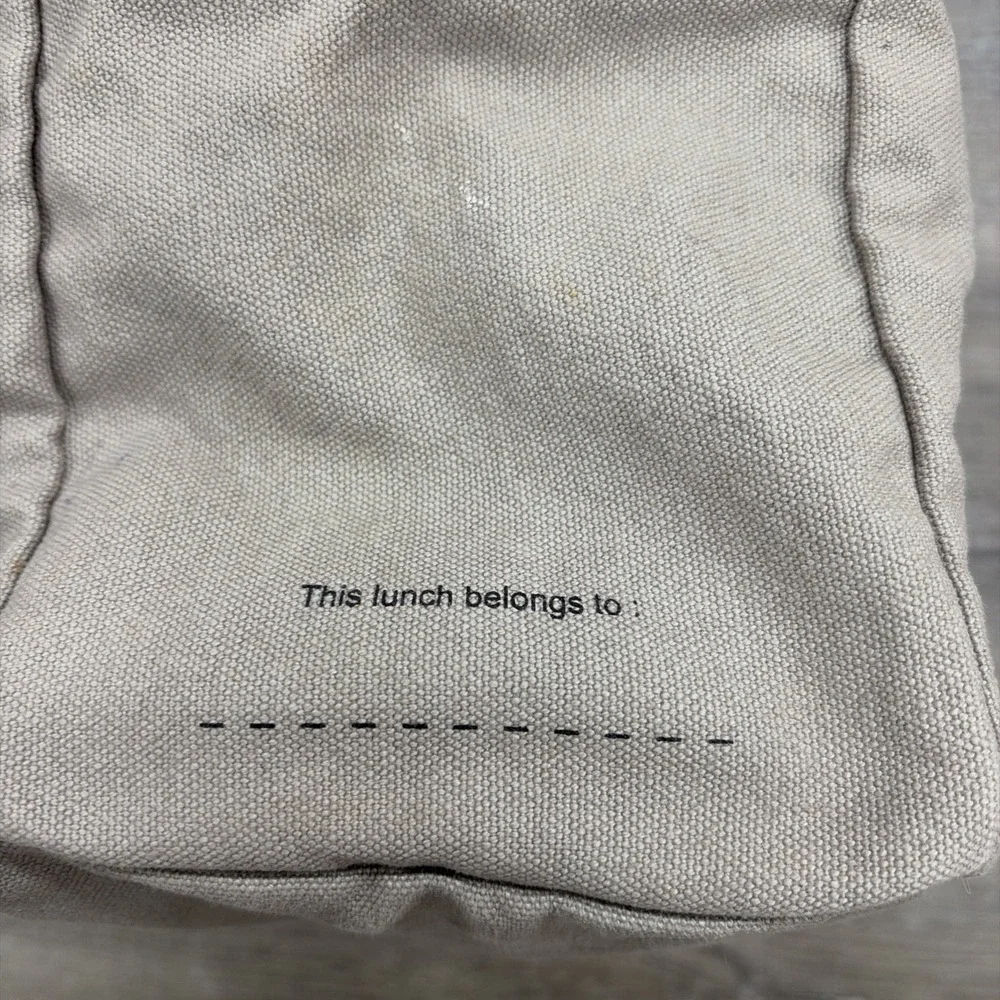 Fluf Zipper Work School Lunch Bag Grey Canvas Yellow Interior Pack Organic